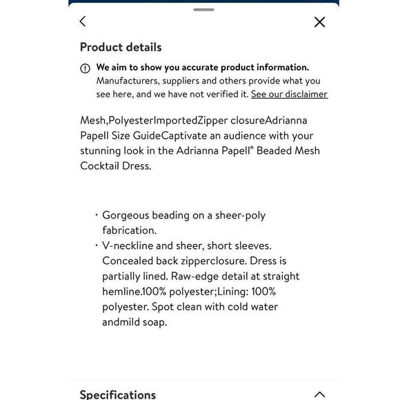 Adrianna Papell Women’s Beaded Mesh Cocktail Dress / Size-8 - Picture 14 of 16